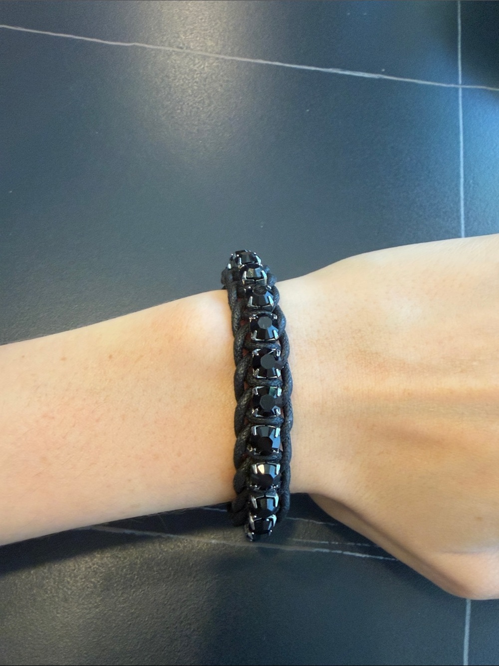Swarovski Men's Black Braided Crystal Bracelet